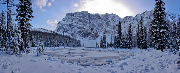 Panoramatic view of Anita Lake, Kotenay NP, Canada