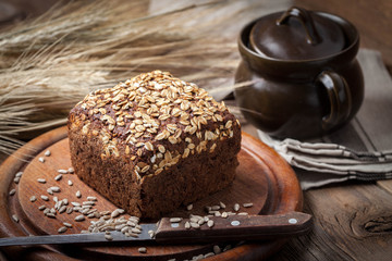 Whole Grain rye bread with seeds.