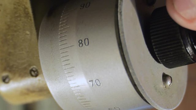 Mechanical dial micrometer. Old measuring instrument.