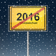 Ortsschild Silvester 2016/ 17 (mit Schnee)