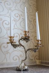 vintage old candlestick on the table