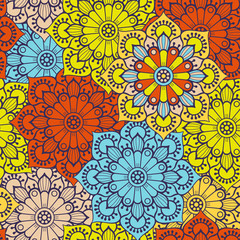 Ethnic floral seamless pattern