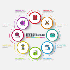 Thin line infographic business circle vector