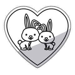 Rabbit cartoon in love icon. Animal cute adorable creature and friendly theme. Isolated design. Vector illustration