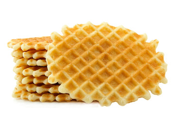 Baked waffles isolated on white background