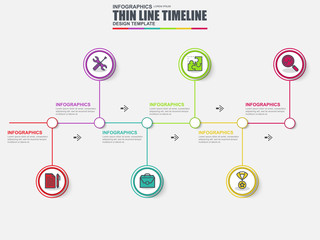 Thin line flat timeline infographic