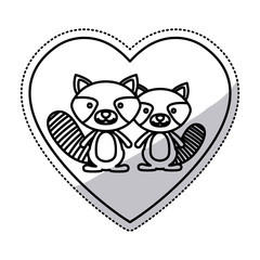 Raccoon cartoon in love icon. Animal cute adorable creature and friendly theme. Isolated design. Vector illustration