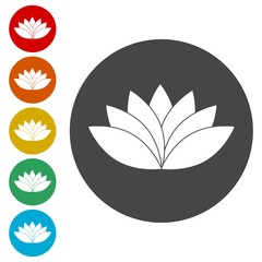 Simple lotus plant, Lotus silhouette icon 