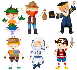 Boys in different costumes