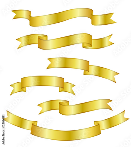 "Gold ribbon collection. Vector illustration isolated on white