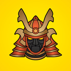 Samurai mask graphic vector.