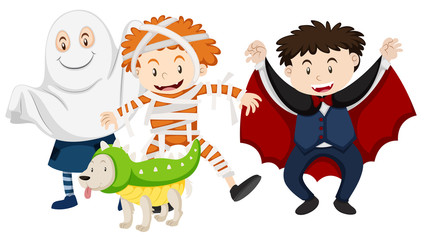 Kids dressed up for halloween