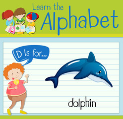 Flashcard letter D is for dolphin