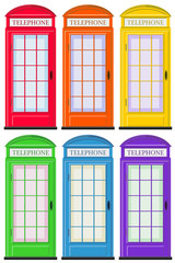 Telephone booths in six colors