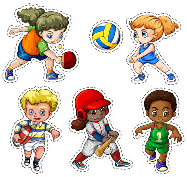 Kids playing different types of sports