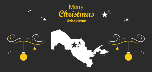 Merry Christmas illustration theme with map of Uzbekistan