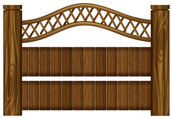 Wooden fence design on white