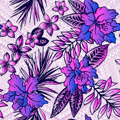 vector tropical pattern on ethnic tribal ornament