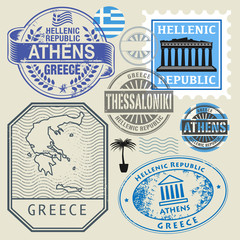 Obraz premium Travel stamps or symbols set, Greece theme
