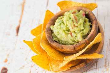 Party food - nachos with salsa and guacamole