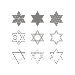 set of monochrome icons with star of David traditional Jewish symbol for your design