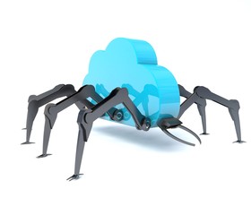 3D illustration of a cloud shaped like a cyber bug