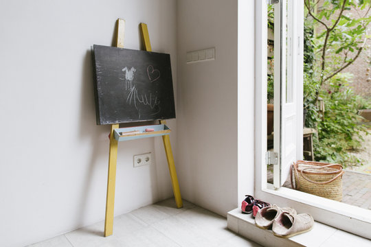 A Chalk Board In A Living Room