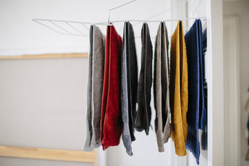 colorful towels hang to dry