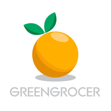 Vector abstract greengrocer. Orange in flat design