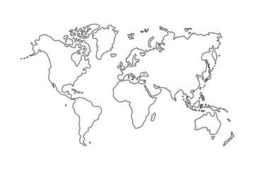Obraz premium Zarys mapy świata na białym tle