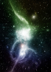 Stars, dust and gas nebula in a far galaxy