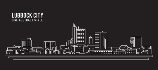 Cityscape Building Line art Vector Illustration design - Lubbock city