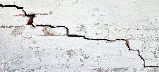 White Washed  Vintage Brick Wall With  Shabby Plaster Background