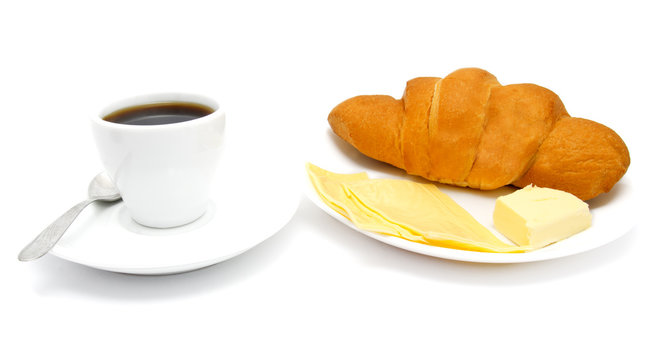 croissant with coffee and cheese