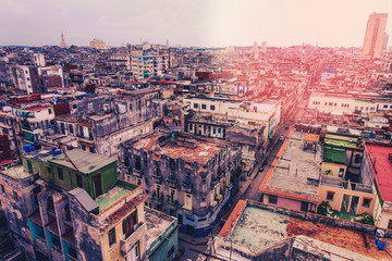 Aerial view over cityscpae of Havana, Cuba.