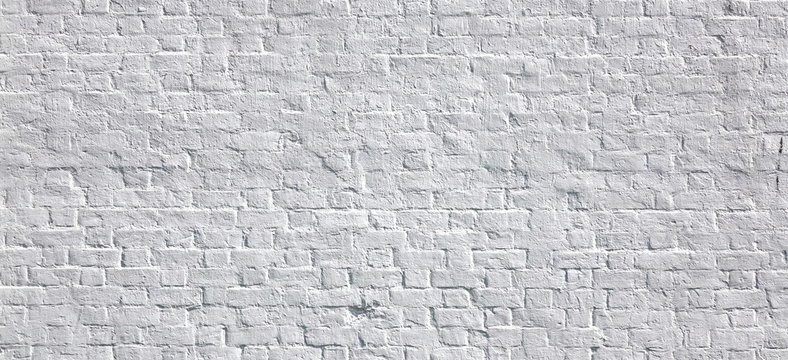 White Washed  Vintage Brick Wall With  Shabby Plaster Background