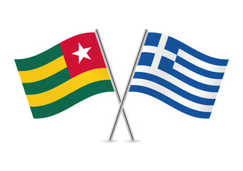 Togo and Greece flags. Vector illustration.