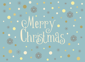 Merry Christmas card with snowflakes and snow, vector template.