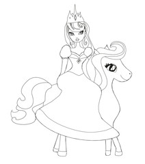 Cute  princess riding on a horse
