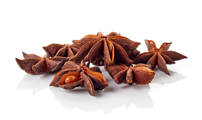 Heap of star anise isolated on white