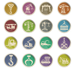 lifting machines icon set