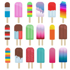 Popsicles and Ice Cream Isolated Vector Set