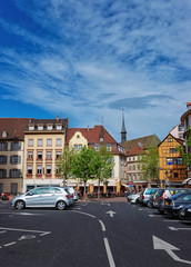 Fototapeta na wymiar Cathedral square in Colmar of Alsace of France