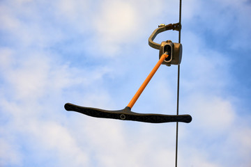Fototapeta premium ski lift anchor at sunset 