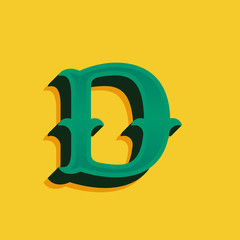 D letter logo in vintage money style with shadow.