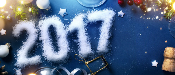 art 2017 happy new years eve; Party background; Top view with co