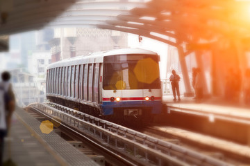 Sky train in Bangkok with Soft focus effect