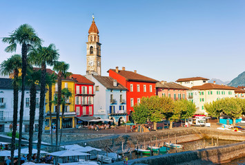 Church and Embankment of Ascona in Ticino in Switzerland