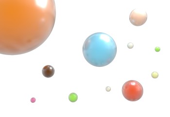 flying reflective colorful balls isolated on white 3d illustration