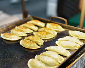Dumplings at Myeongdong open street market in Seoul